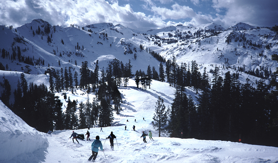 Photo of skiers at Squaw Valley in California during winter.